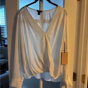 Nordstrom Ivory Surplice V-Neck Blouse
